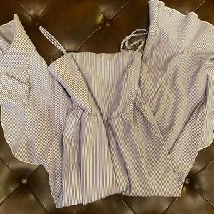 Blue and white stripped jumpsuit